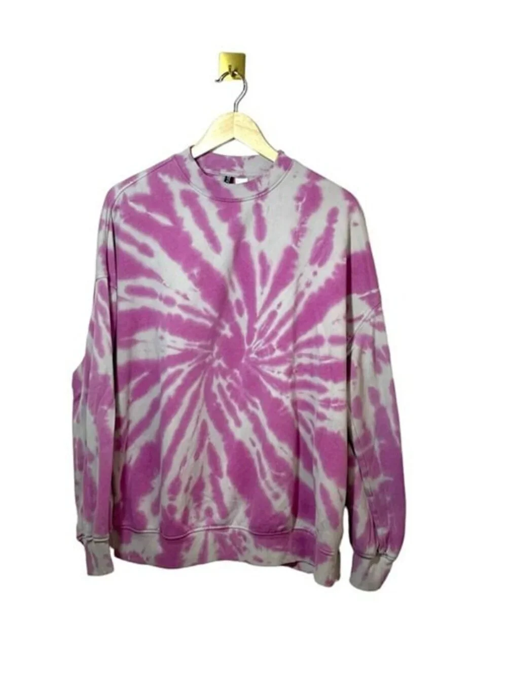 H&M Pink Tie Dye Oversized Sweatshirt Crewneck Lounge Pullover S